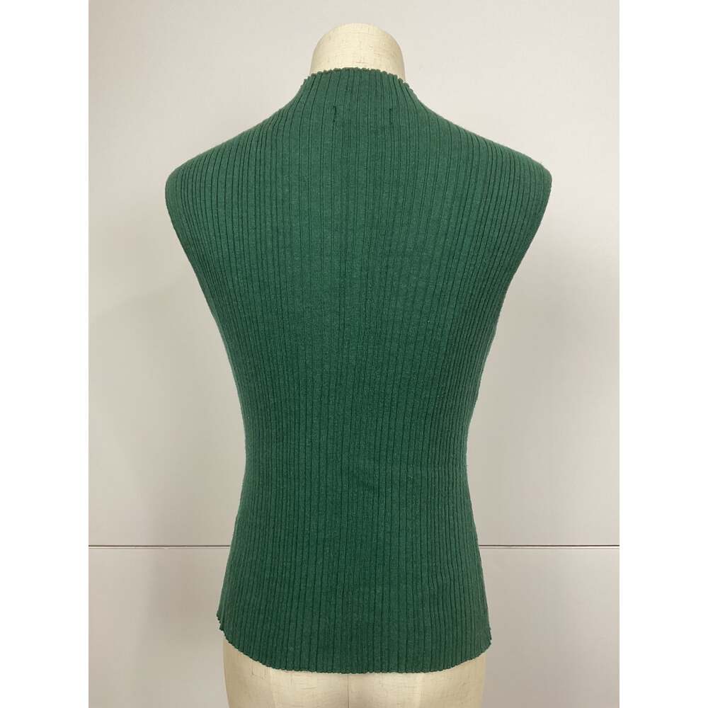 The Workshop Green Ribbed Mock Neck Sleeveless Wool Blend Sweater Top M - Picture 2 of 8